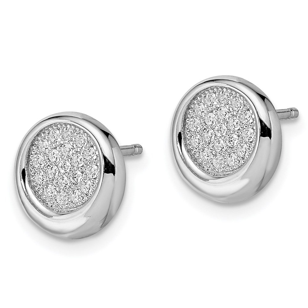 Sterling Silver Brilliant Embers Rhodium-Plated 38 Stone Micro Pav Cz Circle Post Earrings