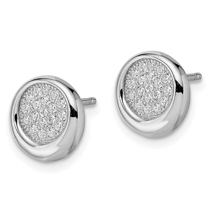 Sterling Silver Brilliant Embers Rhodium-Plated 38 Stone Micro Pav Cz Circle Post Earrings