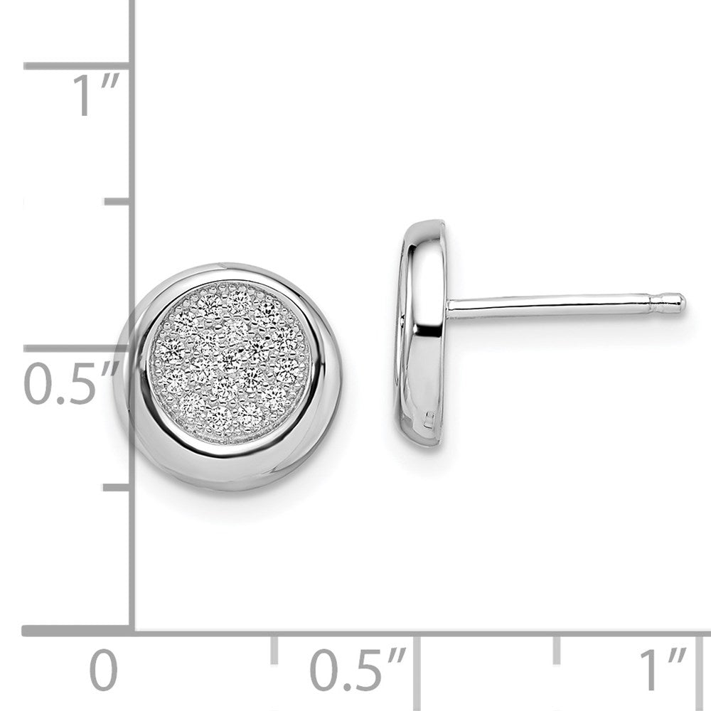 Sterling Silver Brilliant Embers Rhodium-Plated 38 Stone Micro Pav Cz Circle Post Earrings