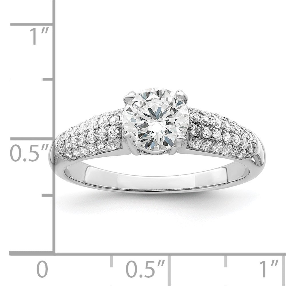Sterling Silver Brilliant Embers Rhodium-Plated 53 Stone Micro Pav Cz Ring