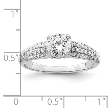 Sterling Silver Brilliant Embers Rhodium-Plated 53 Stone Micro Pav Cz Ring