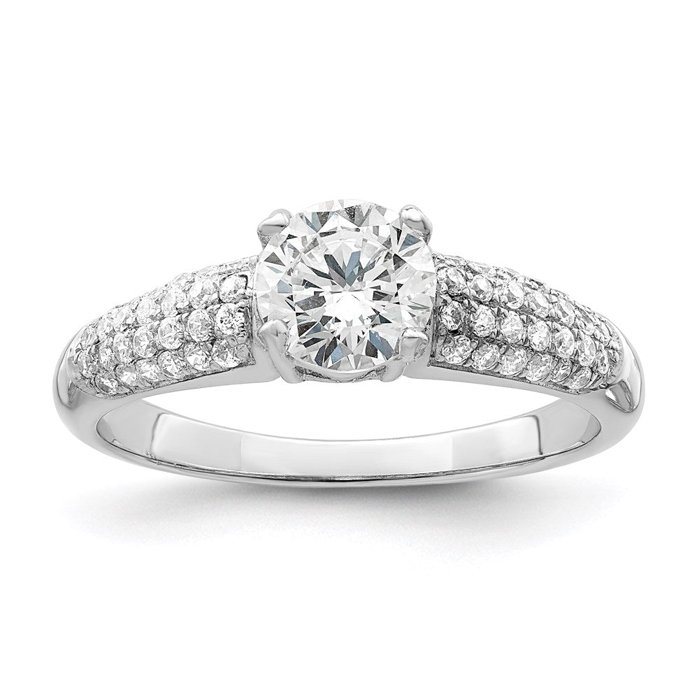 Sterling Silver Brilliant Embers Rhodium-Plated 53 Stone Micro Pav Cz Ring