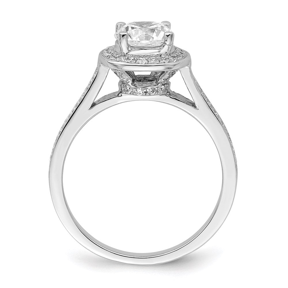 Sterling Silver Brilliant Embers Rhodium-Plated 59 Stone Halo Micro Pav Cz Ring