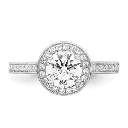 Sterling Silver Brilliant Embers Rhodium-Plated 59 Stone Halo Micro Pav Cz Ring
