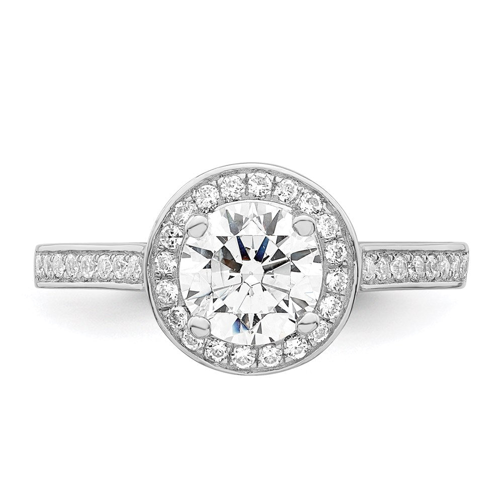 Sterling Silver Brilliant Embers Rhodium-Plated 59 Stone Halo Micro Pav Cz Ring