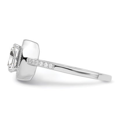 Sterling Silver Brilliant Embers Rhodium-Plated 37 Stone Halo Micro Pav Cz Ring
