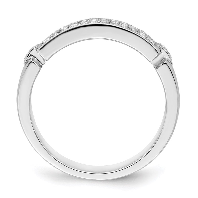 Sterling Silver Brilliant Embers Rhodium-Plated 40 Stone Micro Pav Cz Ring