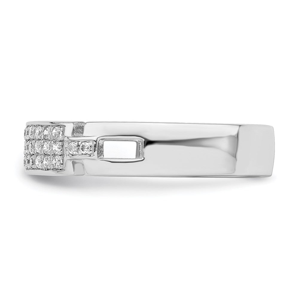 Sterling Silver Brilliant Embers Rhodium-Plated 40 Stone Micro Pav Cz Ring