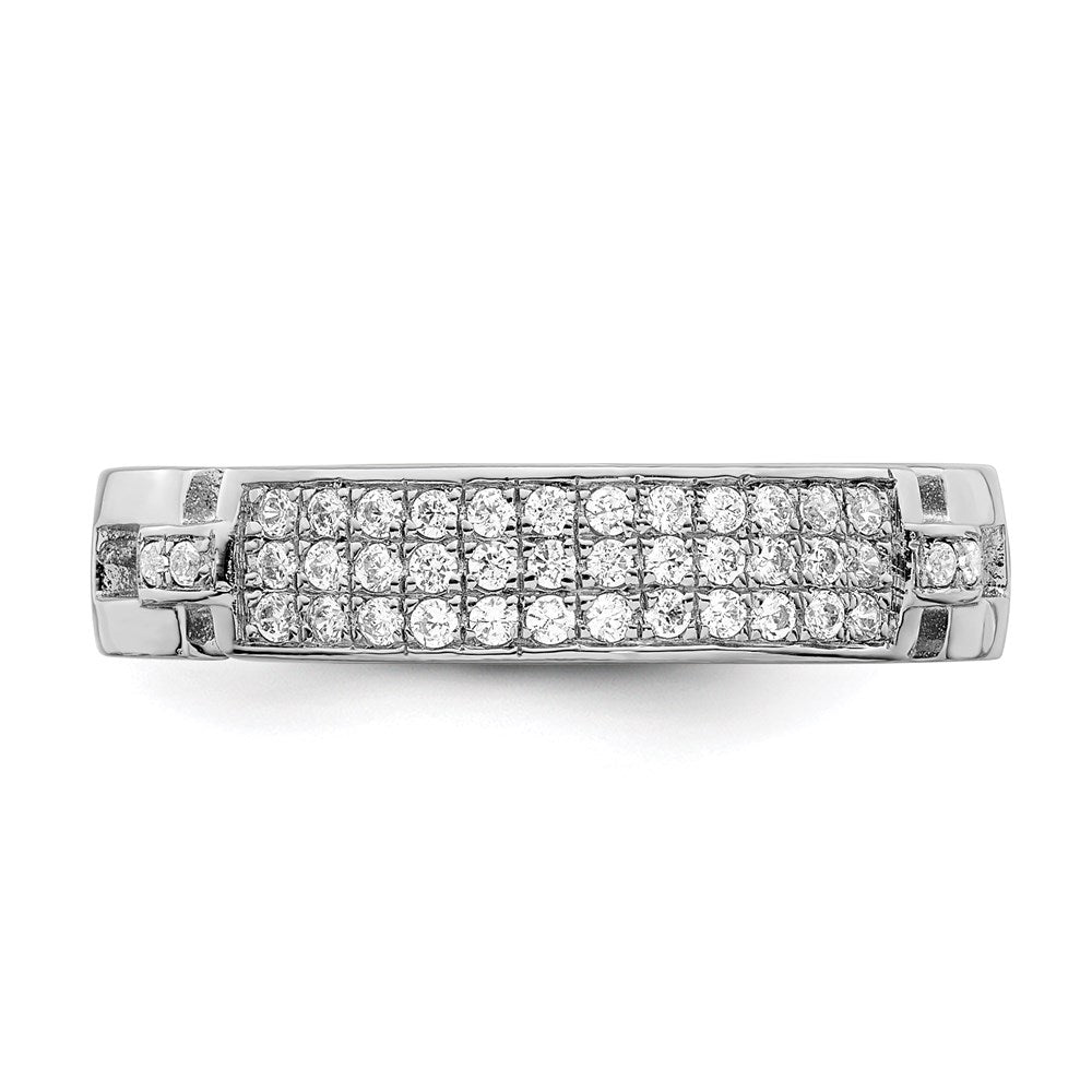 Sterling Silver Brilliant Embers Rhodium-Plated 40 Stone Micro Pav Cz Ring