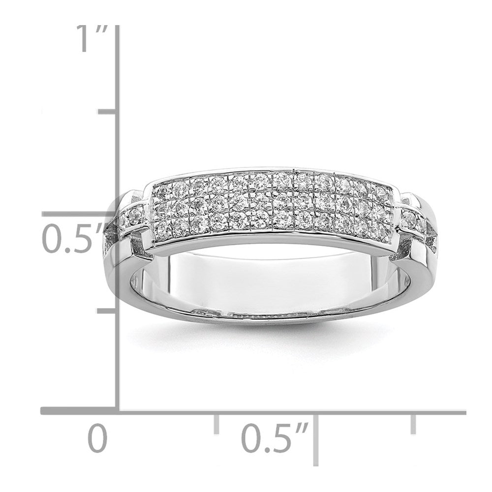 Sterling Silver Brilliant Embers Rhodium-Plated 40 Stone Micro Pav Cz Ring