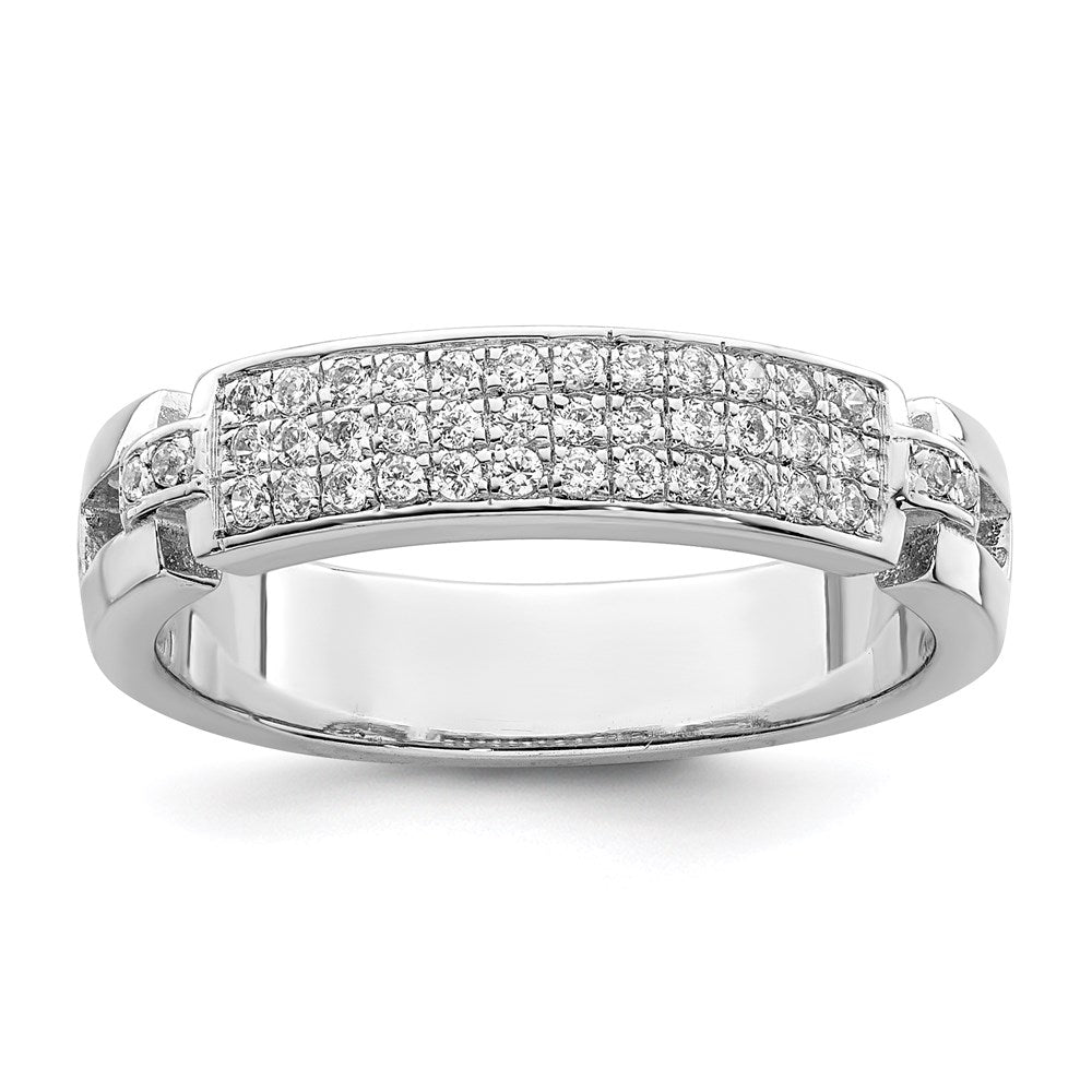 Sterling Silver Brilliant Embers Rhodium-Plated 40 Stone Micro Pav Cz Ring