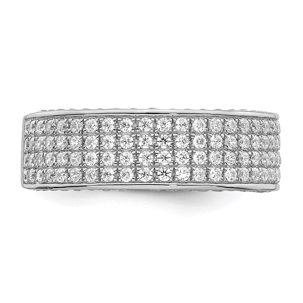 Sterling Silver Brilliant Embers Rhodium-Plated 142 Stone Micro Pav Cz Ring