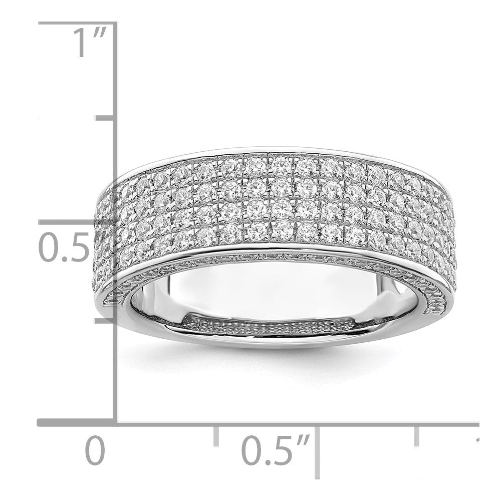 Sterling Silver Brilliant Embers Rhodium-Plated 142 Stone Micro Pav Cz Ring