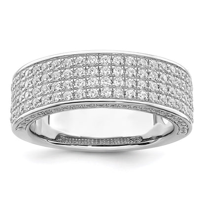Sterling Silver Brilliant Embers Rhodium-Plated 142 Stone Micro Pav Cz Ring