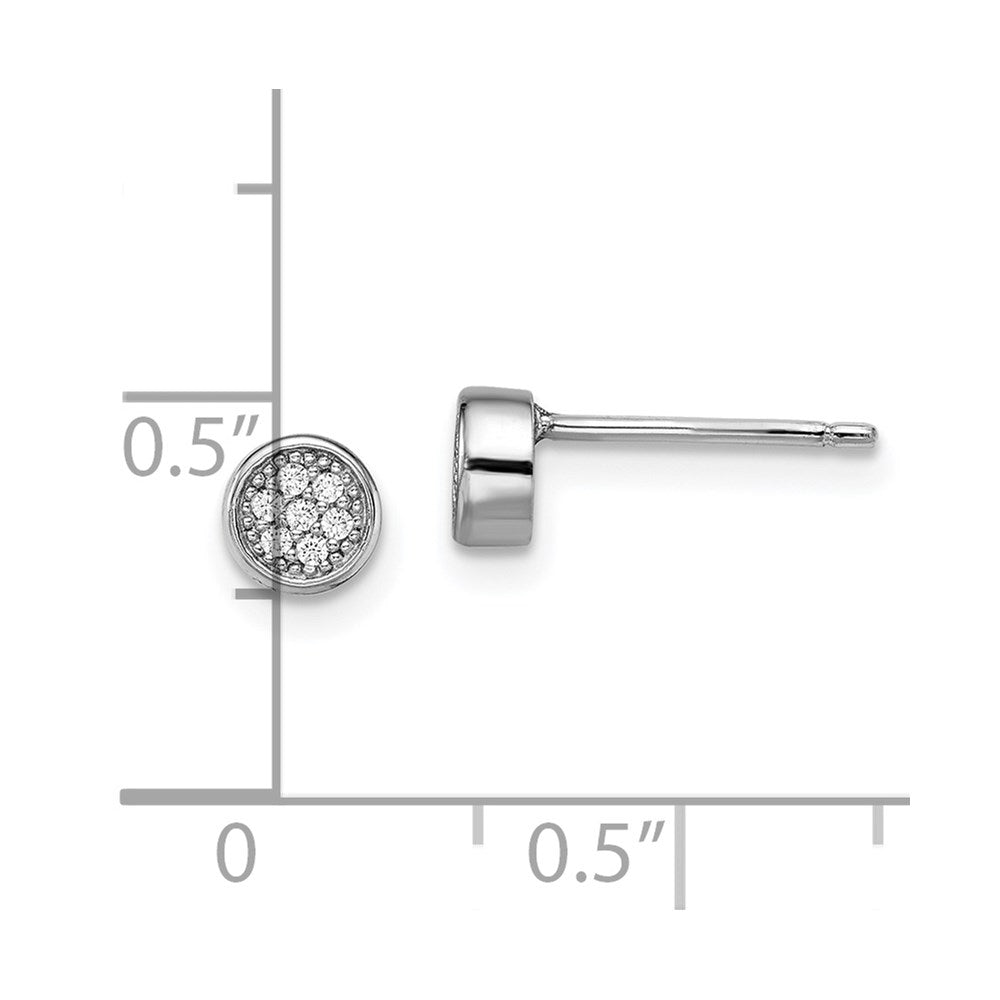 Sterling Silver Brilliant Embers Rhodium Plated 14 Stone Micro Pav‚Äö Cz Polished Post Earrings