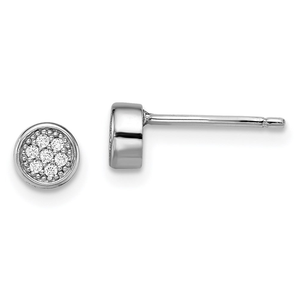 Sterling Silver Brilliant Embers Rhodium Plated 14 Stone Micro Pav‚Äö Cz Polished Post Earrings