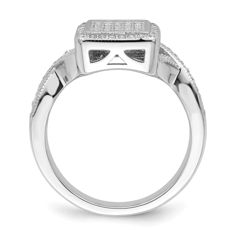 Sterling Silver Brilliant Embers Rhodium-Plated 81 Stone Micro Pav Cz Ring