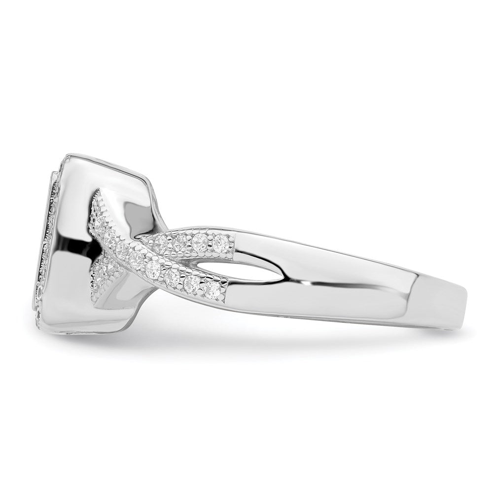 Sterling Silver Brilliant Embers Rhodium-Plated 81 Stone Micro Pav Cz Ring