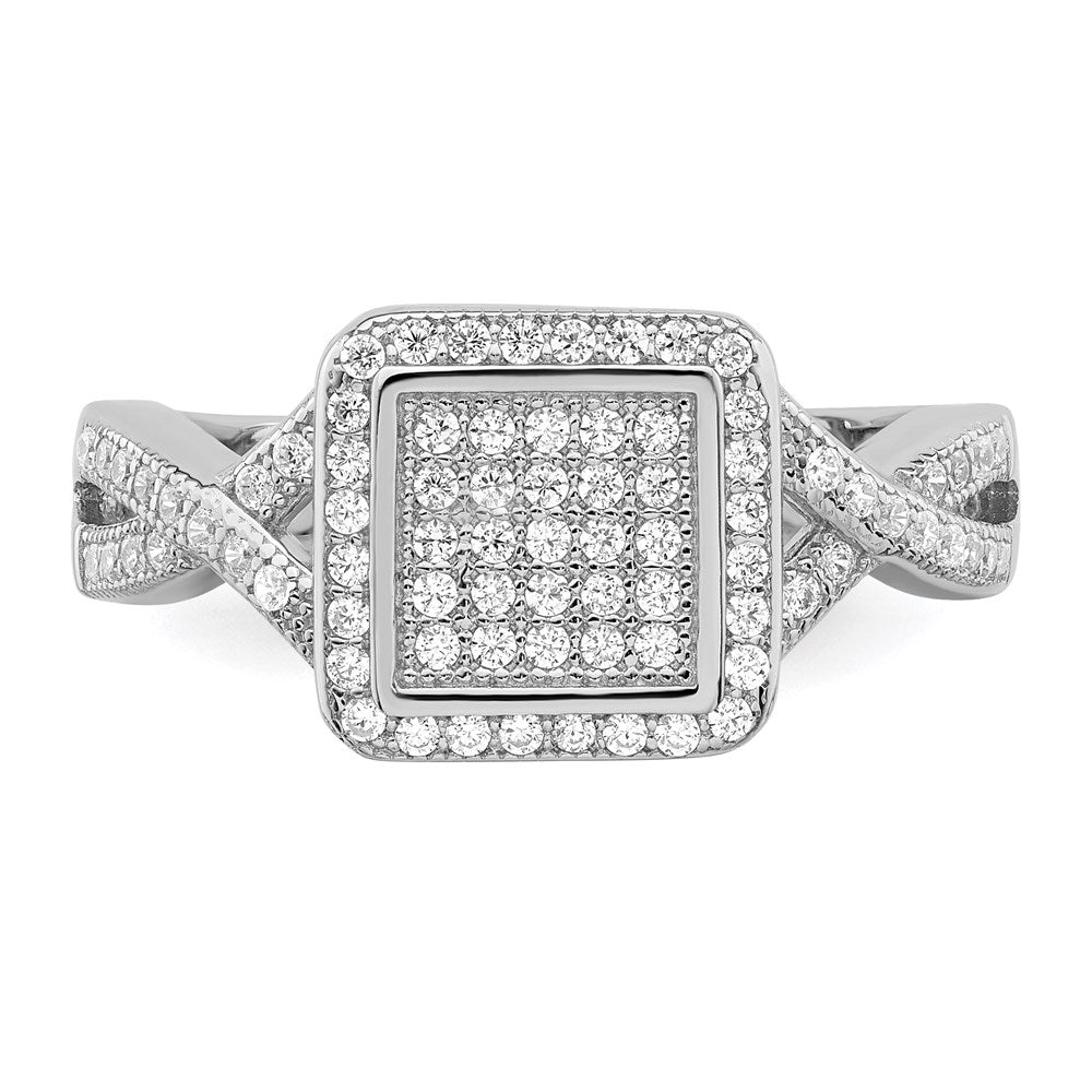 Sterling Silver Brilliant Embers Rhodium-Plated 81 Stone Micro Pav Cz Ring