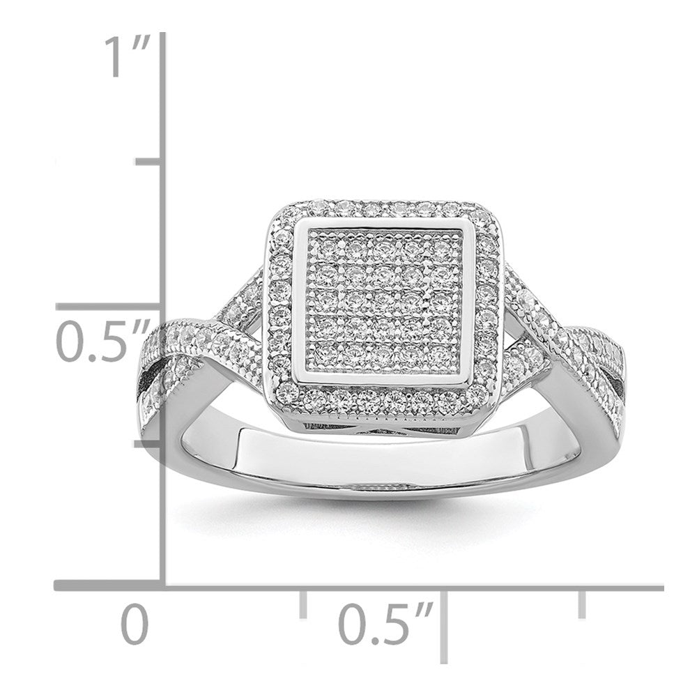 Sterling Silver Brilliant Embers Rhodium-Plated 81 Stone Micro Pav Cz Ring