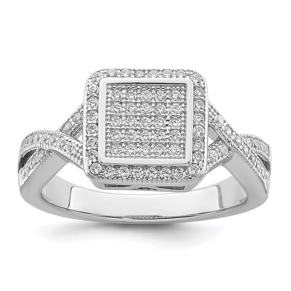 Sterling Silver Brilliant Embers Rhodium-Plated 81 Stone Micro Pav Cz Ring