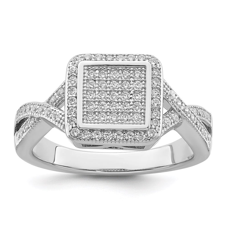 Sterling Silver Brilliant Embers Rhodium-Plated 81 Stone Micro Pav Cz Ring