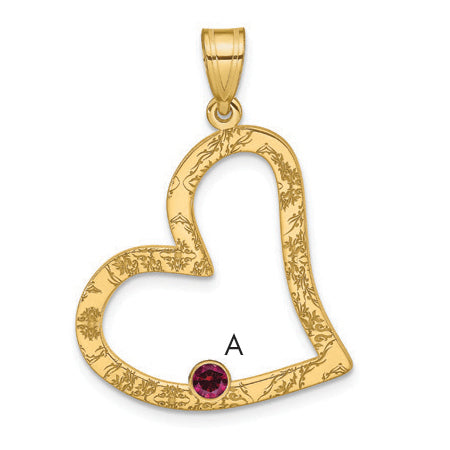 Ss/Gold Plated Sterling Silver/Gold-Plated 1 Birthstone Heart With Ss Bezel Family Pendant