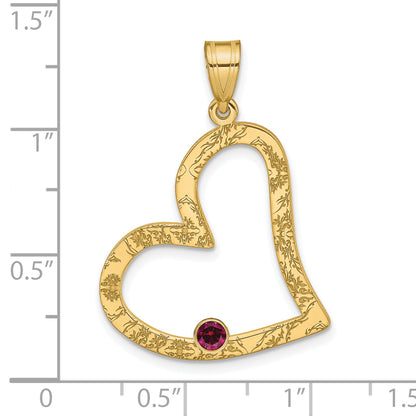 Sterling Silver Ss/Rhod-Plated 1 Birthstone Heart With 14K Bezel Family Pendant