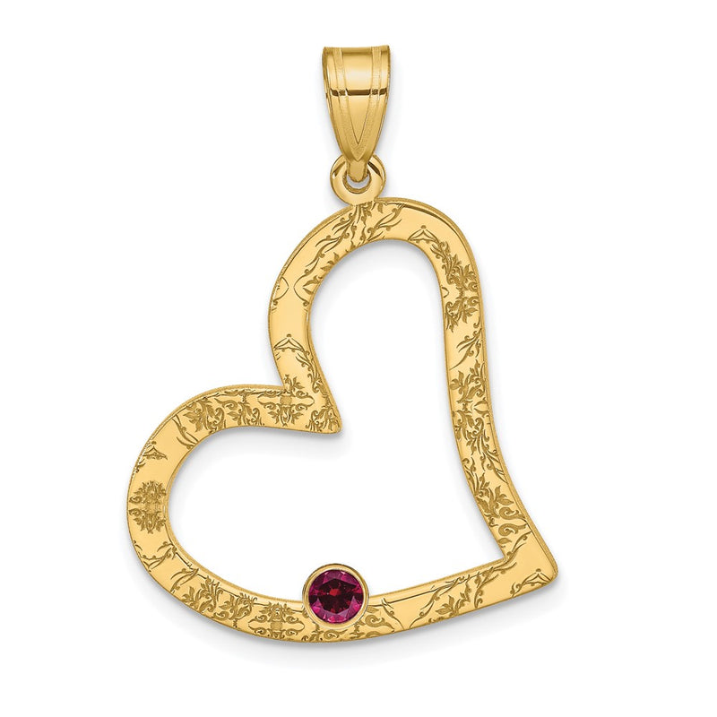 Ss/Gold Plated Sterling Silver/Gold-Plated 1 Birthstone Heart With Ss Bezel Family Pendant