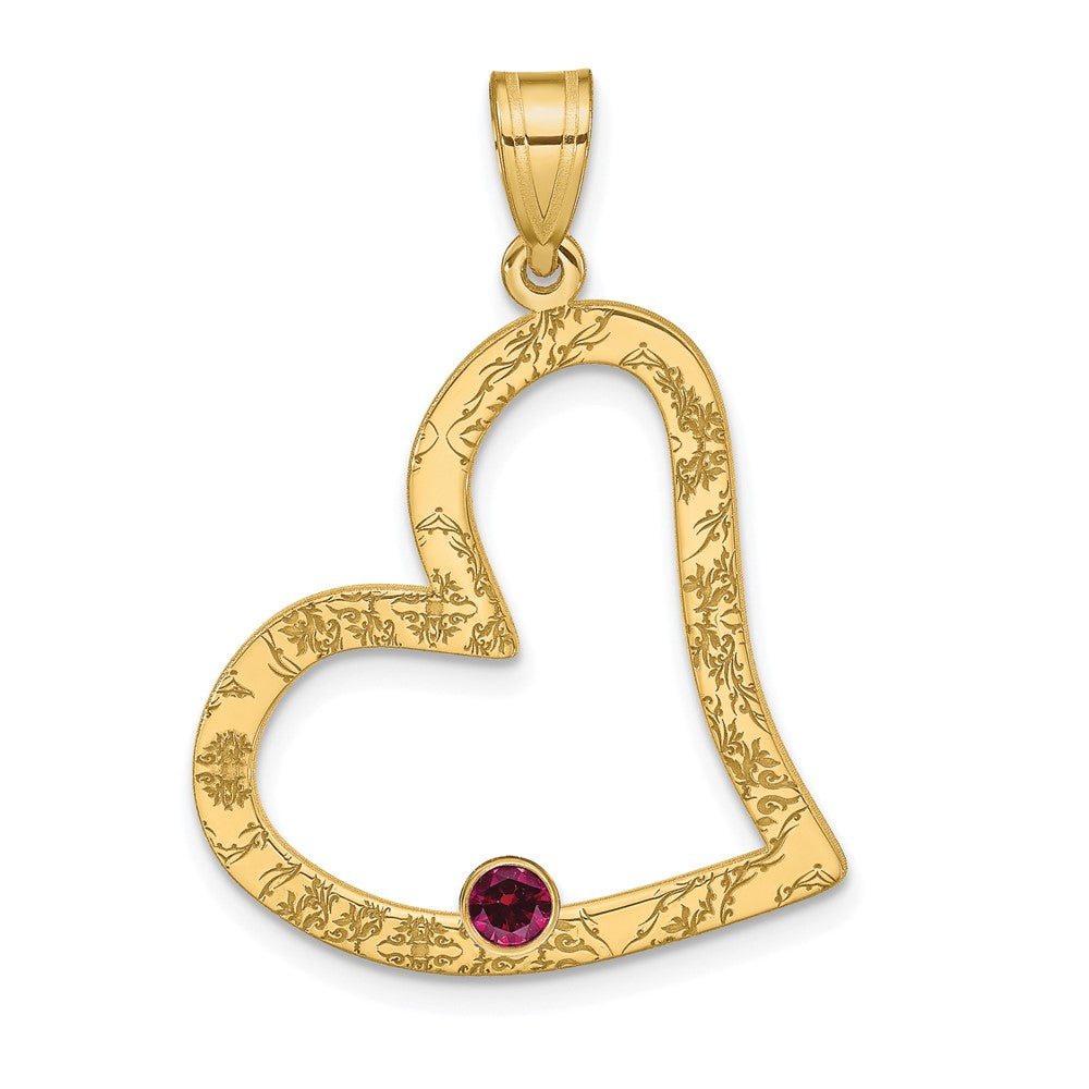 Sterling Silver Ss/Rhod-Plated 1 Birthstone Heart With 14K Bezel Family Pendant
