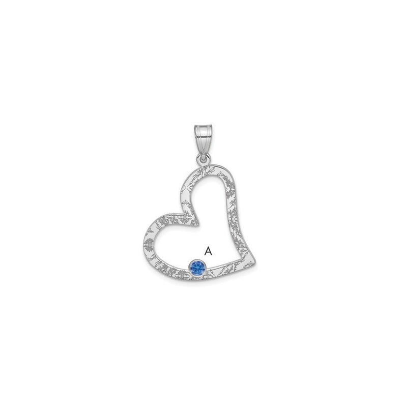 Sterling Silver Ss/Rhodium-Plated 1 Birthstone Heart With Ss Bezel Family Pendant