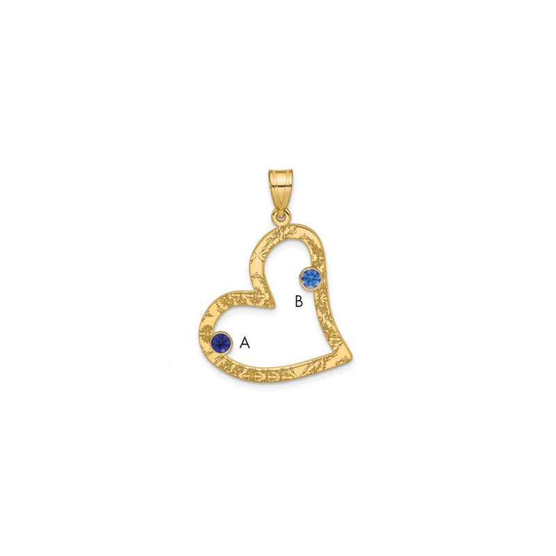 Sterling Silver Ss/Rhod-Plated 2 Birthstone Heart With 14K Bezel Family Pendant