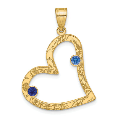 Sterling Silver Ss/Rhod-Plated 2 Birthstone Heart With 14K Bezel Family Pendant