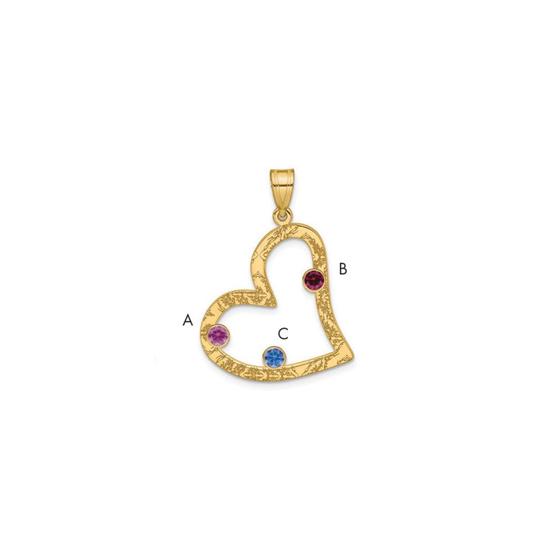 Ss/Gold Plated Sterling Silver/Gold-Plated 3 Birthstone Heart With Ss Bezel Family Pendant