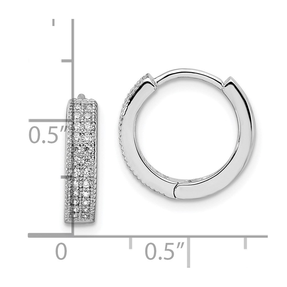 Sterling Silver Brilliant Embers Rhodium Plated 48 Stone Micro Pav‚Äö Cz Hinged Hoop Earrings