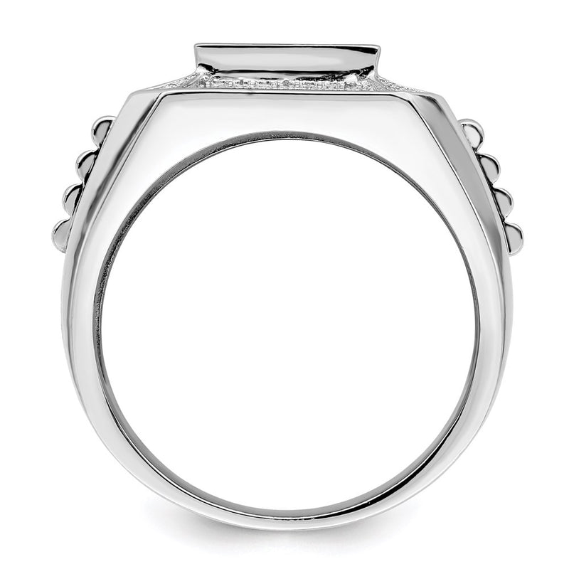 Sterling Silver Brilliant Embers Rhodium-Plated 89 Stone Micro Pav Cz Polished Men'S Ring
