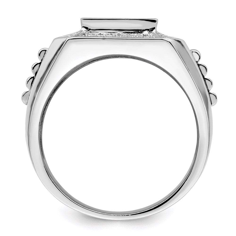 Sterling Silver Brilliant Embers Rhodium-Plated 89 Stone Micro Pav Cz Polished Men'S Ring