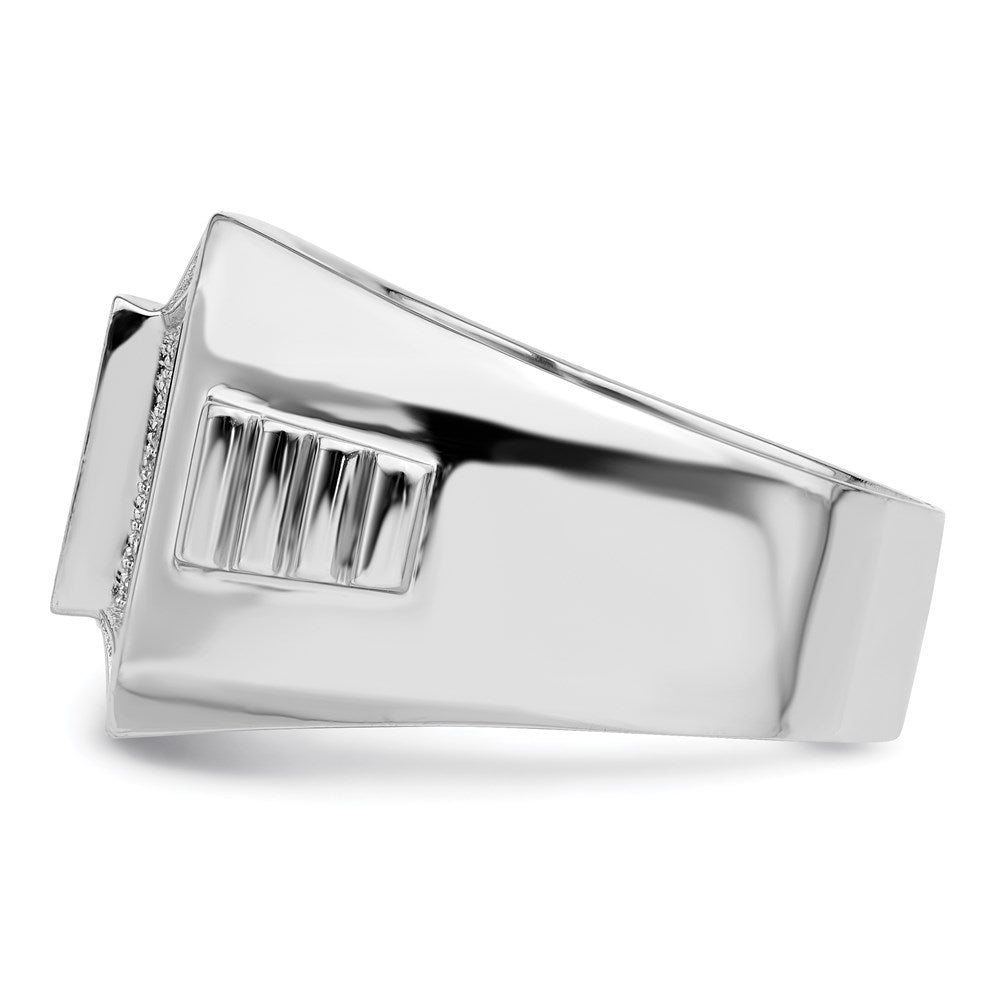 Sterling Silver Brilliant Embers Rhodium-Plated 89 Stone Micro Pav Cz Polished Men'S Ring