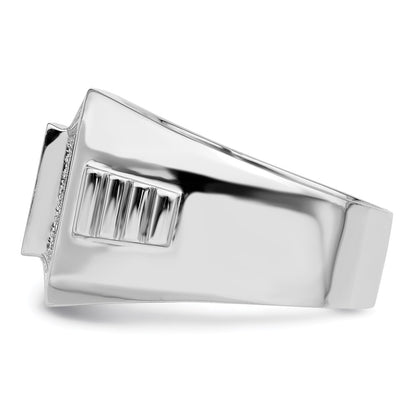 Sterling Silver Brilliant Embers Rhodium-Plated 89 Stone Micro Pav Cz Polished Men'S Ring
