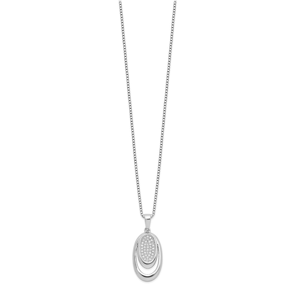 Sterling Silver Brilliant Embers Rhodium-Plated 38 Stone 18 Inch Micro Pav Cz Necklace With 2 Extender