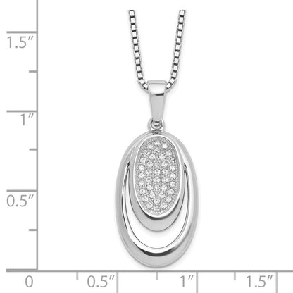 Sterling Silver Brilliant Embers Rhodium-Plated 38 Stone 18 Inch Micro Pav Cz Necklace With 2 Extender
