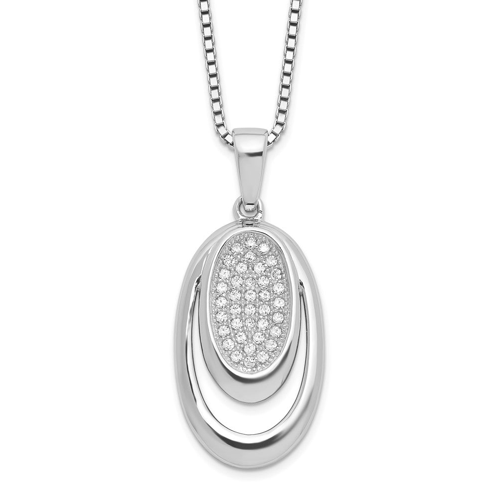 Sterling Silver Brilliant Embers Rhodium-Plated 38 Stone 18 Inch Micro Pav Cz Necklace With 2 Extender