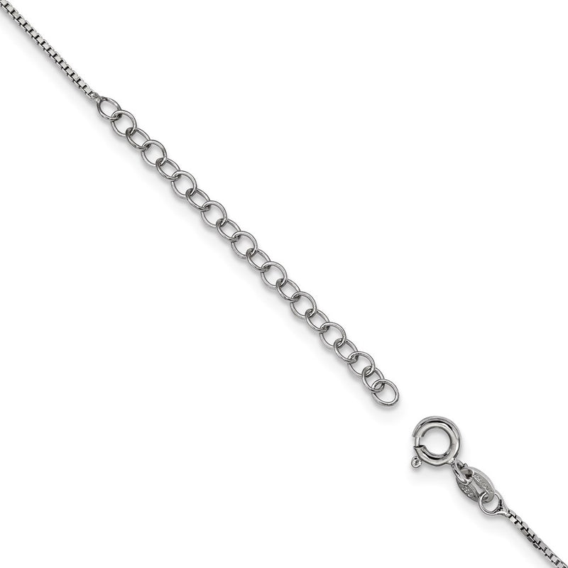 Sterling Silver Rhod-Plated Purple & Clear Cz Teardrop Necklace