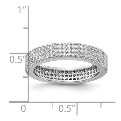 Sterling Silver Brilliant Embers Triple Cz Row Ring