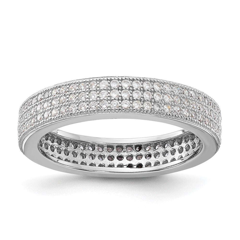Sterling Silver Brilliant Embers Triple Cz Row Ring