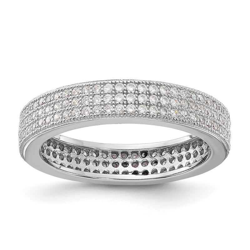 Sterling Silver Brilliant Embers Triple Cz Row Ring