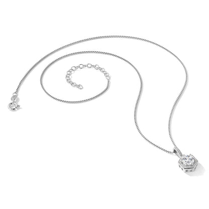 Sterling Silver Brilliant Embers Rhodium-Plated 31 Stone 18 Inch Micro Pav Cz Hexagon Necklace With 2 Extender