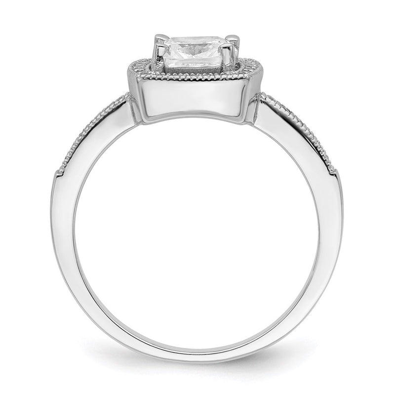Sterling Silver Brilliant Embers Rhodium-Plated 37 Stone Halo Micro Pav Cz Ring