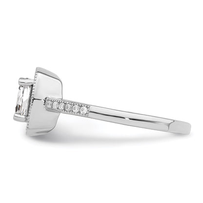 Sterling Silver Brilliant Embers Rhodium-Plated 37 Stone Halo Micro Pav Cz Ring