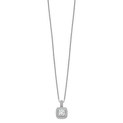 Sterling Silver Brilliant Embers Rhodium-Plated 35 Stone 18 Inch Halo Micro Pav Cz Necklace With 2 Extender